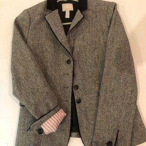 Grey / Black Wool/Velvet Blazer Banana Republic Heritage Size 6 NWOT